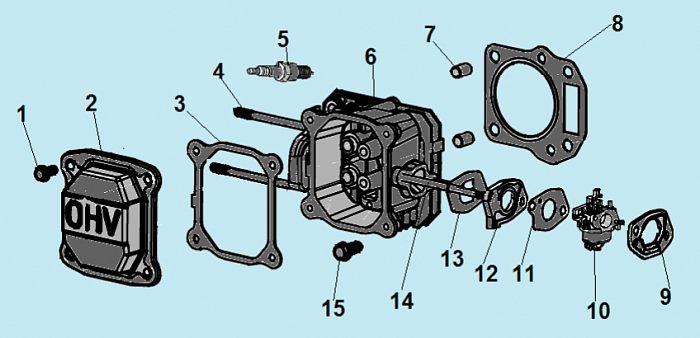 6 КАРБЮРАТОР - ГОЛОВКА БЛОКА Газонокосилка CHAMPION LMH5629
