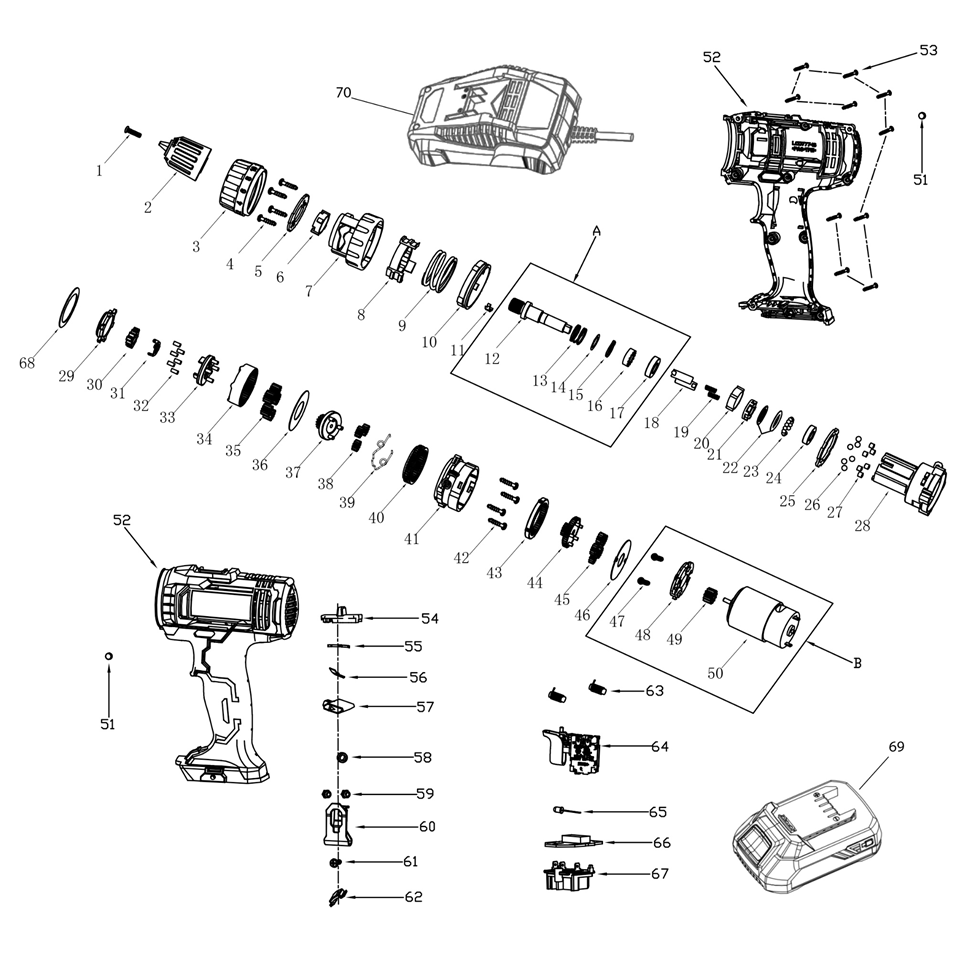 Дрель-шуруповерт ударная, 2 АКБ (2 Ач), в кейсе ДШУ-185-22
