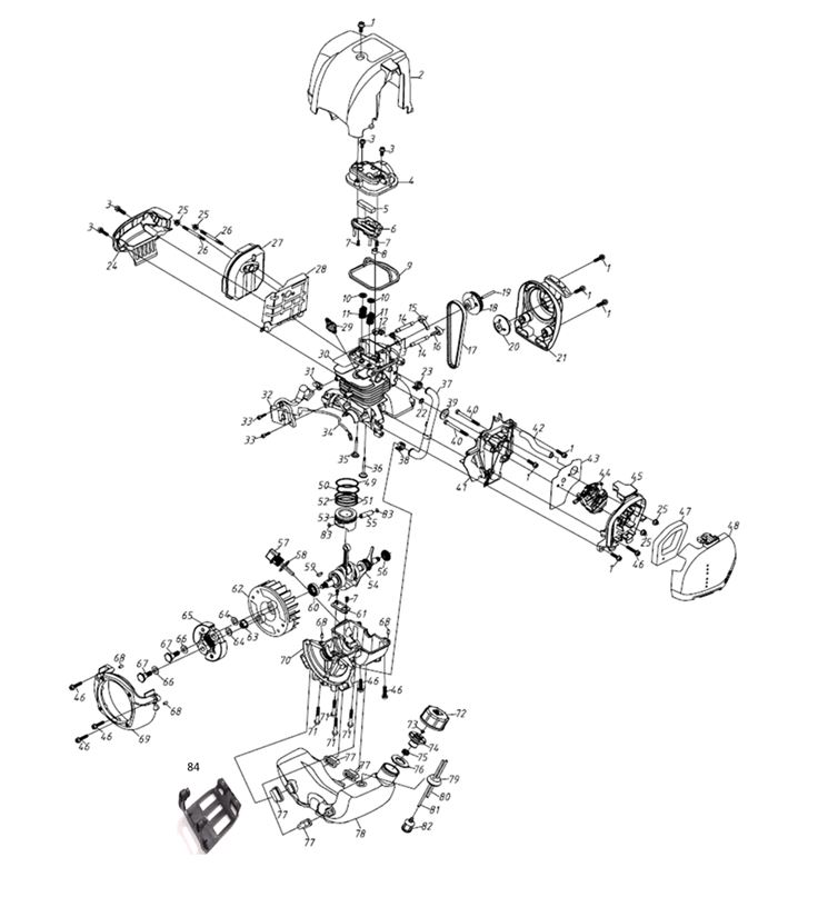 ЗАПЧАСТИ ДЛЯ ТРИММЕРА БЕНЗИНОВОГО ELITECH Т35/4Т (2018 ГОД) (ДВИГАТЕЛЬ)